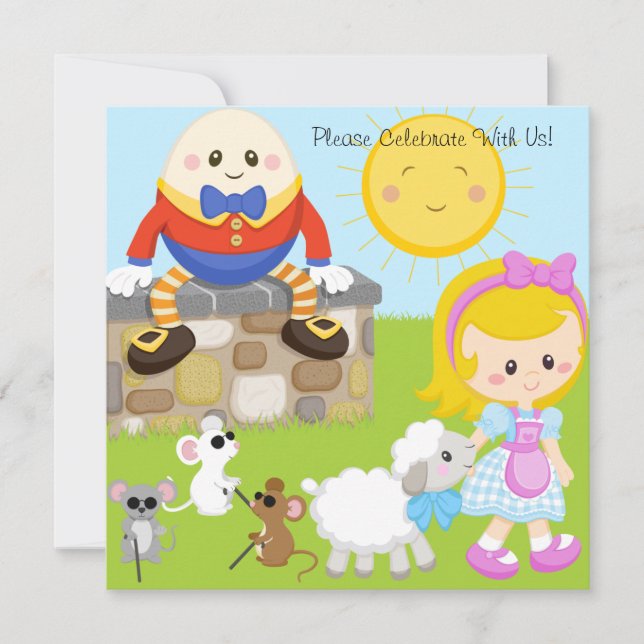 Nursery Rhymes Customized Birthday Invitations (Front)