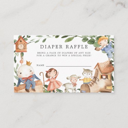 Nursery Rhymes Diaper Raffle Baby Shower Card