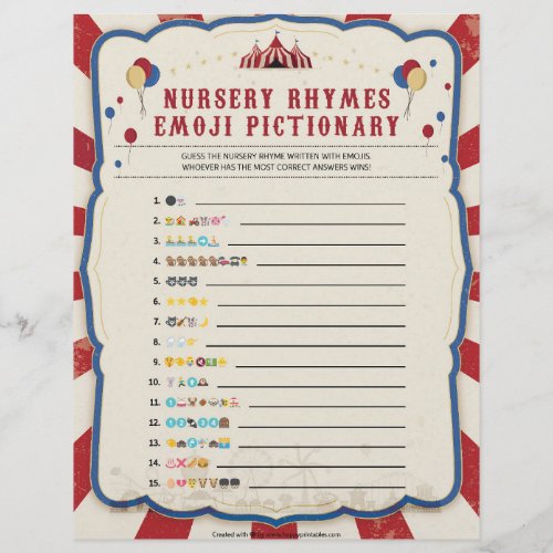 Nursery Rhymes Emoji Circus Theme Letterhead