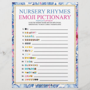 Nursery Rhymes Emoji Pictionary [Floral Watercolor Letterhead
