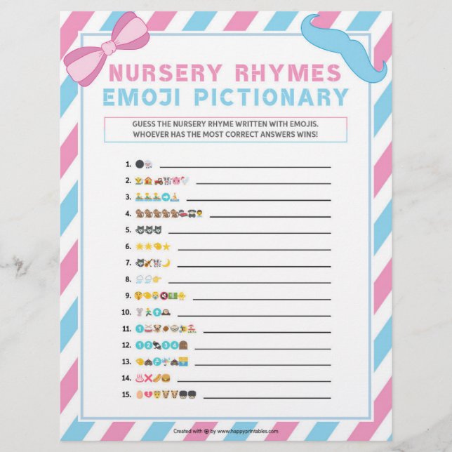 Nursery Rhymes Emoji Pictionary [Gender Surprise] Letterhead (Front)