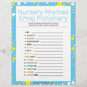 Nursery Rhymes Emoji Pictionary [Starry Night Blue Letterhead