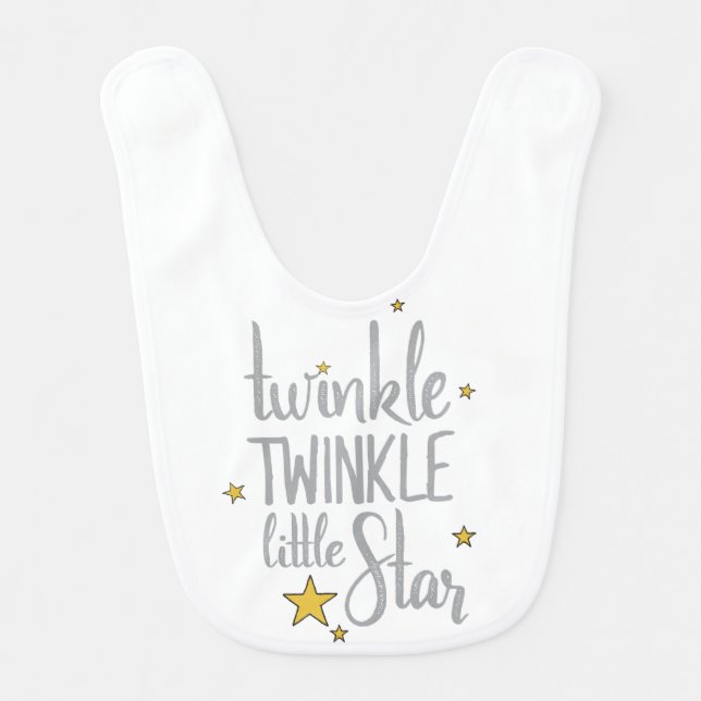 Nursery Rhymes Image Twinkle Twinkle Little Design Baby Bib (Front)