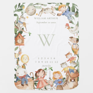 Nursery Rhymes Monthly Milestone Baby Blanket