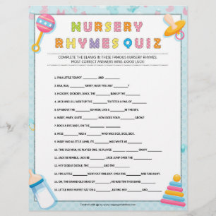 Nursery Rhymes Quiz [Baby Basics Blue] Letterhead