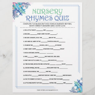Nursery Rhymes Quiz [Blue Floral] Letterhead