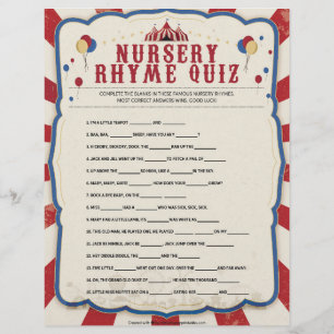 Nursery Rhymes Quiz [Circus Theme] Letterhead