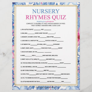 Nursery Rhymes Quiz [Floral Watercolors] Letterhead