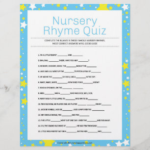Nursery Rhymes Quiz [Starry Night Blue] Letterhead