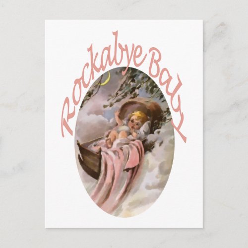 Nursery Rhymes Rockabye  Baby Watercolor Postcard
