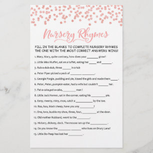 Nursery Rhymes with Answers Baby Shower Party Game