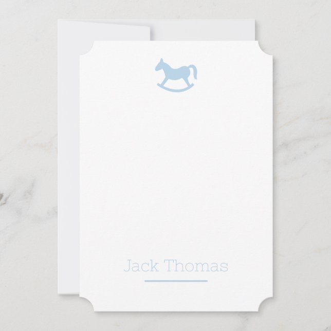 Nursery Rocking Horse Stationary Thank You Card (Front)