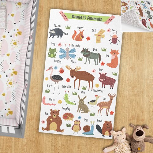 Nursery Rug Baby Woodland Forest Animals