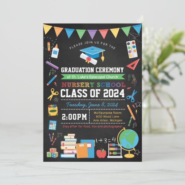 Nursery School Graduation Ceremony Invitation (Standing Front)