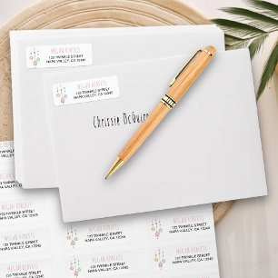 Nursery Stars Pink White Return Address Label