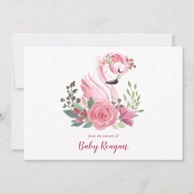 Nursery Swan Monogram Baby Shower Thank You Card (Front)
