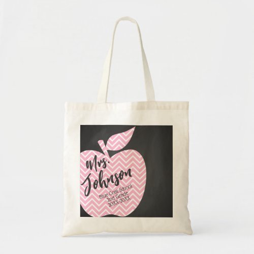 Nursery Teacher chevron pink apple gift fashion Tote Bag