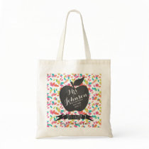 Nursery Teacher tote colourful confetti apple Nursery Teacher tote colourful confetti apple