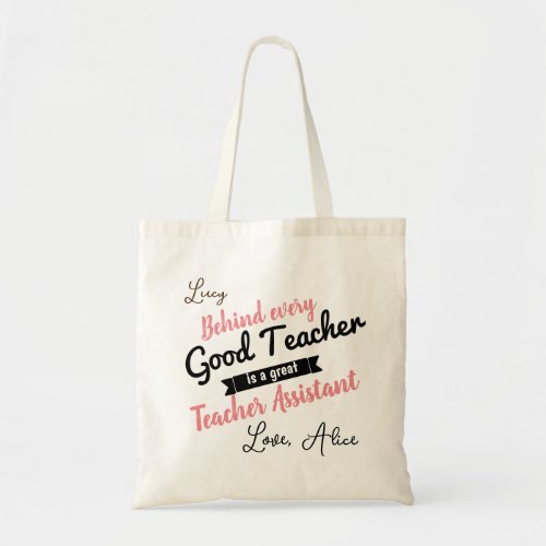 nursery teaching assistant teal personalized tote bag