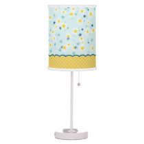 Nursery Teal & Yellow Polka Dot N' Stars Table Lamp