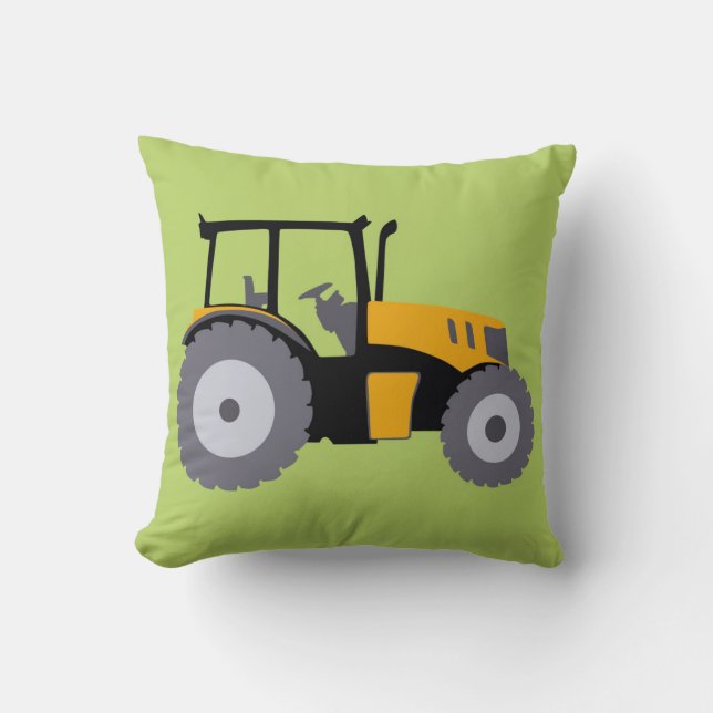 Nursery tractor illustration kids room decor throw pillow (Front)