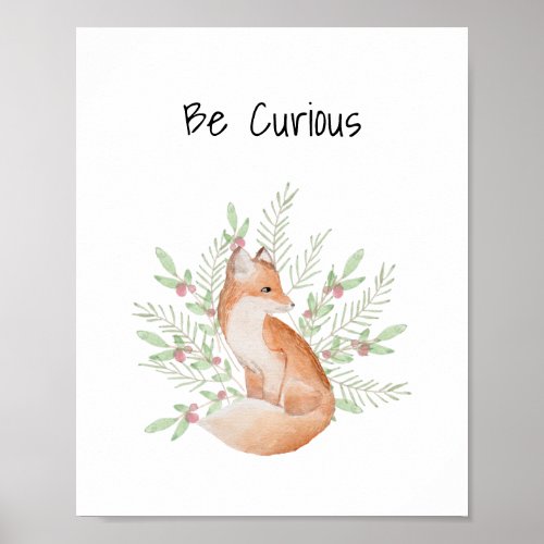 Nursery Wall Art Baby Animal Fox Be Curious