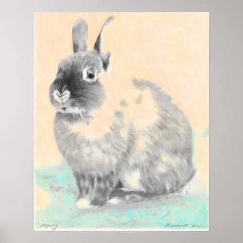 Nursery wall art bunny original art poster