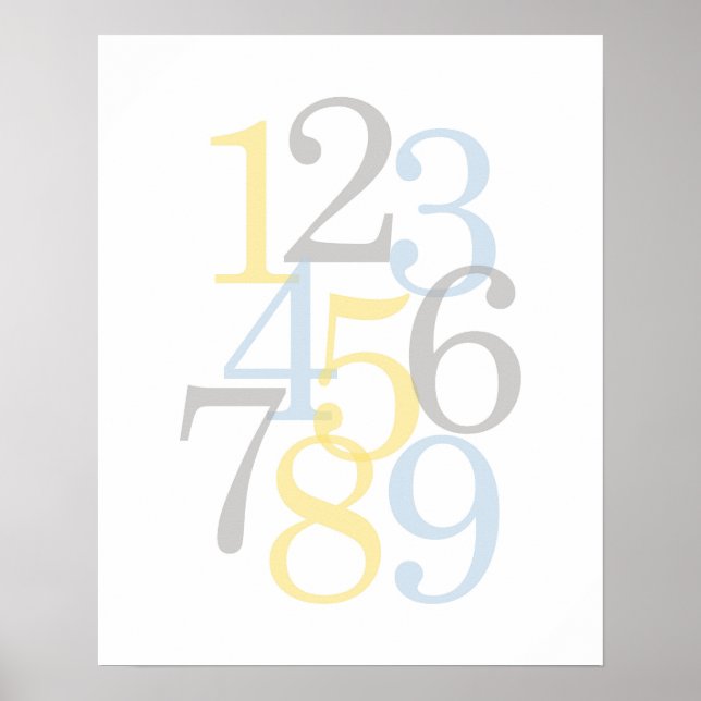 nursery wall art number blue baby boy (Front)