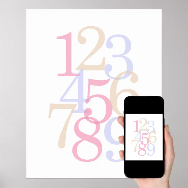 nursery wall art number pink baby girl | Zazzle