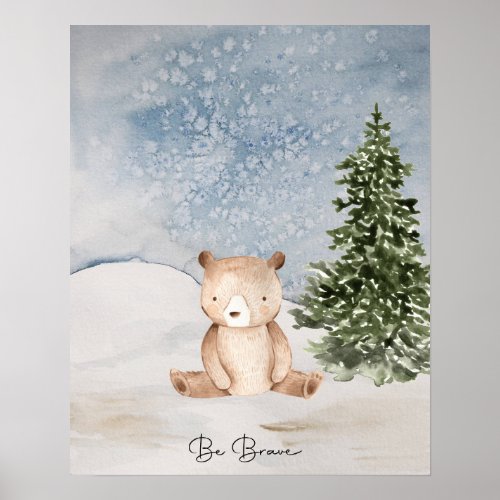 nursery wall art watercolor art Bear Poster