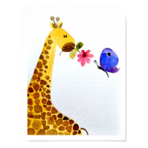 Nursery wall art_ Watercolor Giraffe & butterfly