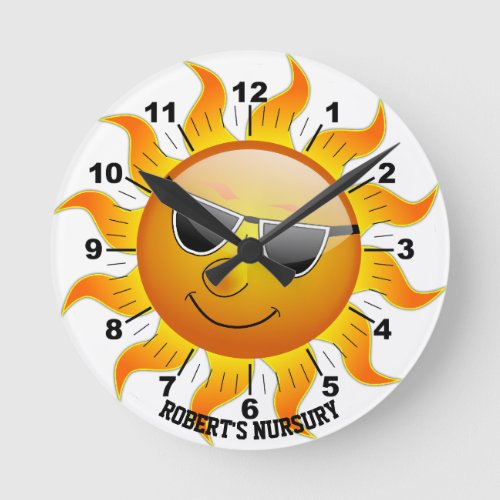 Nursery Wall Clock with Sun Design