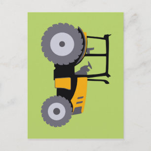Nursery yellow tractor illustration dump truck postcard