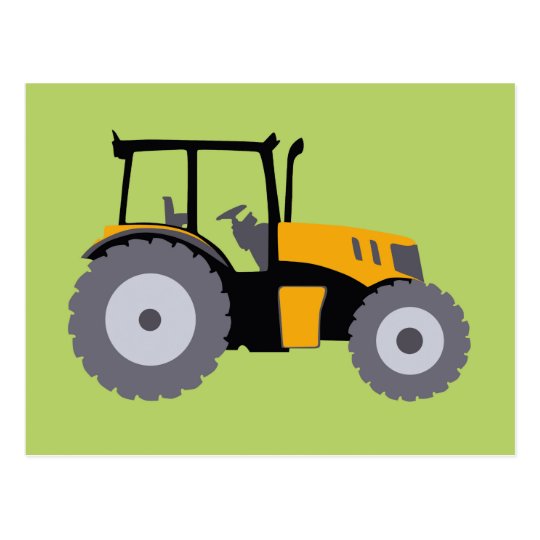 Nursery yellow tractor illustration dump truck postcard