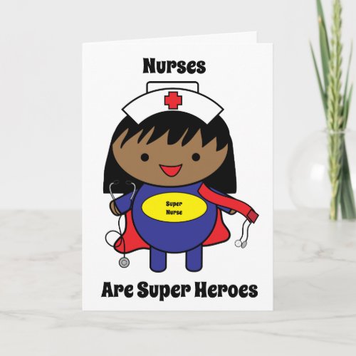 Nurses African American Hero Kawaii Personalize Card