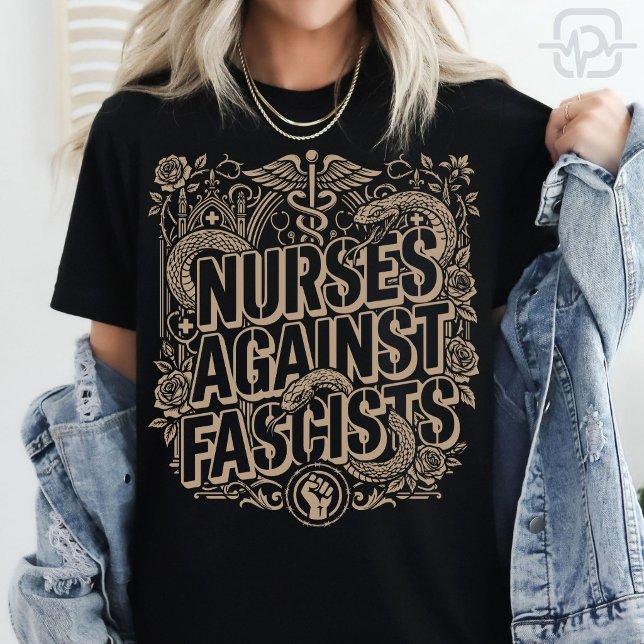 Nurses Against Fascists Gothic Protest Art T-Shirt (Nurses Against Fascists Gothic Protest Art T-Shirt)