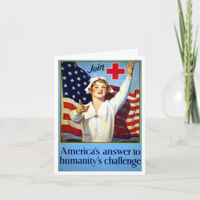 Nurses - America's Answer To Humanity's Challenge  Letterpress Thank You Card (Front)