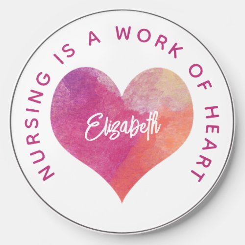 Nurses Appreciation Pink Heart Personalized Wireless Charger