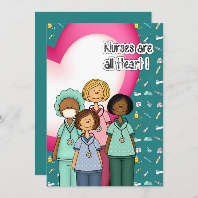 Nurses are All Heart. Custom Flat Cards (Front/Back)