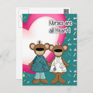 Nurses are all Heart. Cute Teddy Bears Postcard
