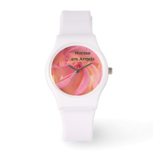 Nurses are Angels gifts Watches Pink Rose Nursing