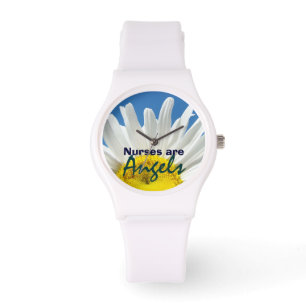 Nurses are Angels gifts Watches White Daisy Flower