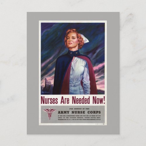 Nurses are needed now _ Vintage WWII Poster Postcard