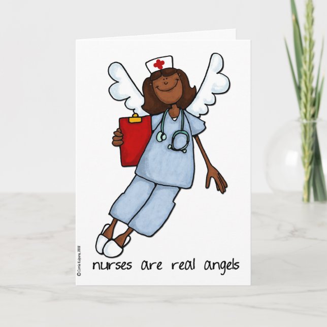 nurses are real angels letterpress thank you card (Front)
