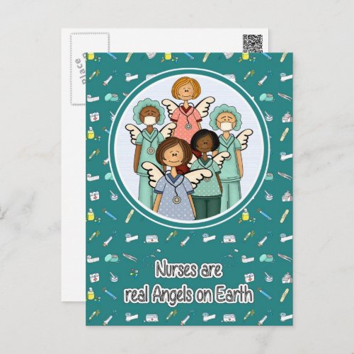 Nurses are Real Angels on Earth  Postcard