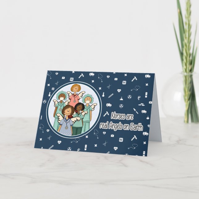 Nurses are real Angels on Earth  Thank You Card (Front)