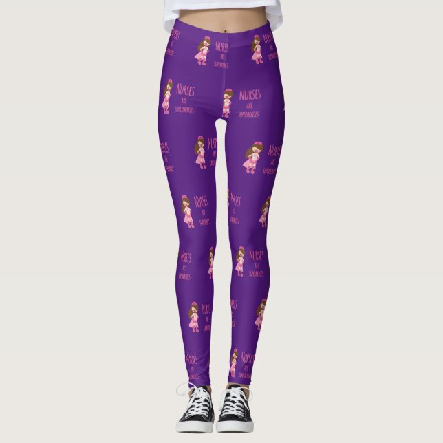 Nurses are Superheroes on Purple Leggings (Front)