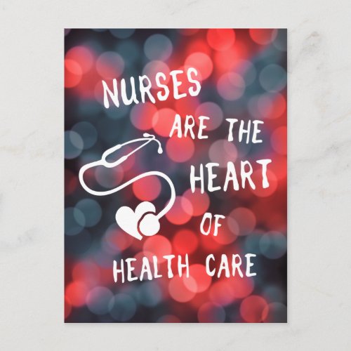 nurses are the heart of healthcare bokeh postcard