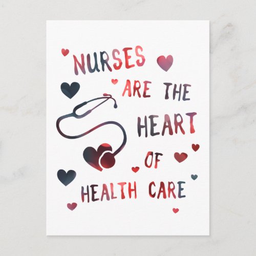 nurses are the heart of healthcare bokeh postcard