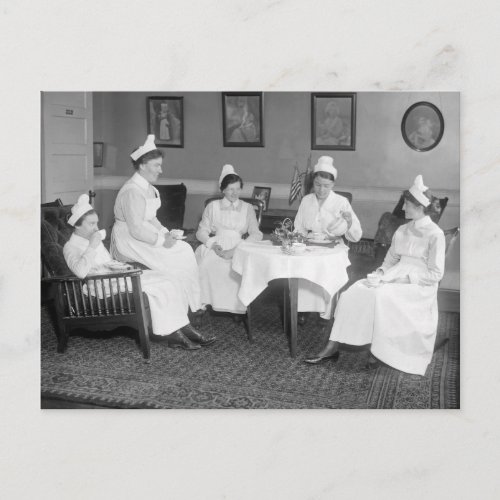 Nurses at Tea early 1900s Postcard